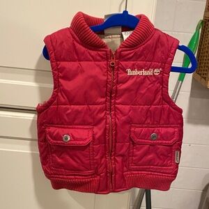 EUC Timberland Kids Cherry Red Puffer Vest size 6-9 months